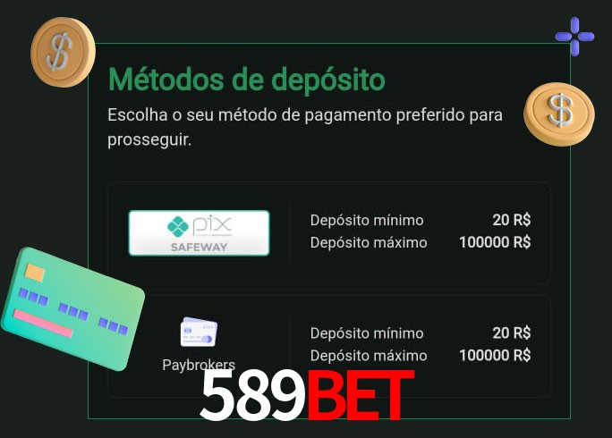 O cassino 589Bet oferece uma grande variedade de métodos de pagamento